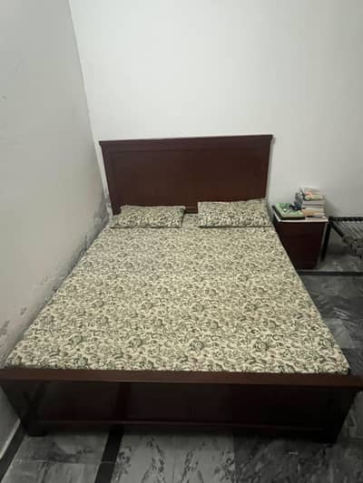 WOODEN BED PLUS WOODEN DRESSING TABLE