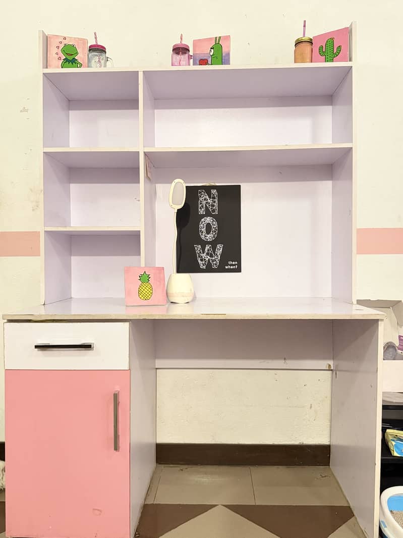 Pink & white spacious study table 0