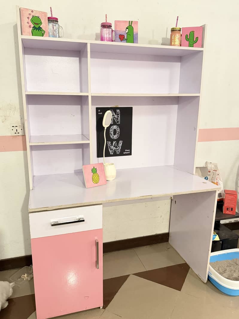Pink & white spacious study table 3