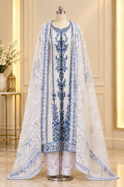 3 PC Embroidered chiffon Pret