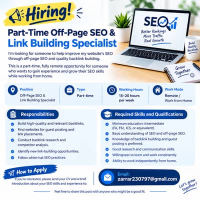 Female Part-Time Off-Page SEO & Link Building Specialist