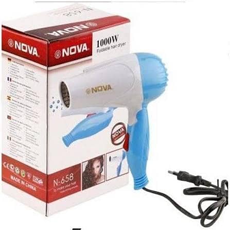 Nova 1000W Heavy Duty Foldable Electric Hair Dryer | Portable Handheld Hair Dryer for Men & Women – Fast Drying, Compact & Travel Friendly