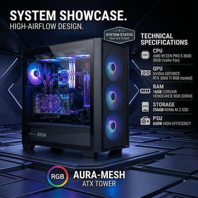 Gaming PC (Custom Build) AMD Ryzen 5 Pro 3600 | Nvidia RTX 3060 ti 8GB