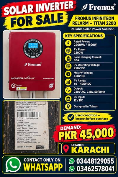 fronus  titan 2200 solar inverter 1.6kw