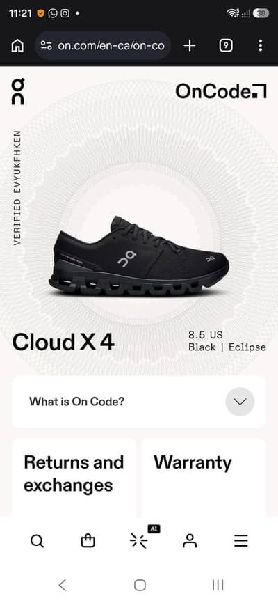 On Cloud X 4 Original, Black/Eclipse, Size 42 (UK 8)