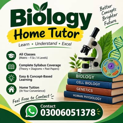 Biology home tutor/03006051378