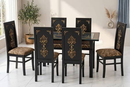 6 Seater Glass Dining Table For Sale Neat&Clean Condition