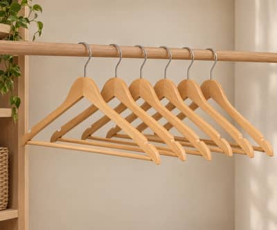 12 Wooden Clothes Hangers – With & Without Clips – Karachi