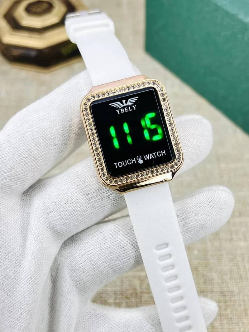 YBELY Touch Watch White - Girls LED Digital Stone Dial - Fashion Watch ...