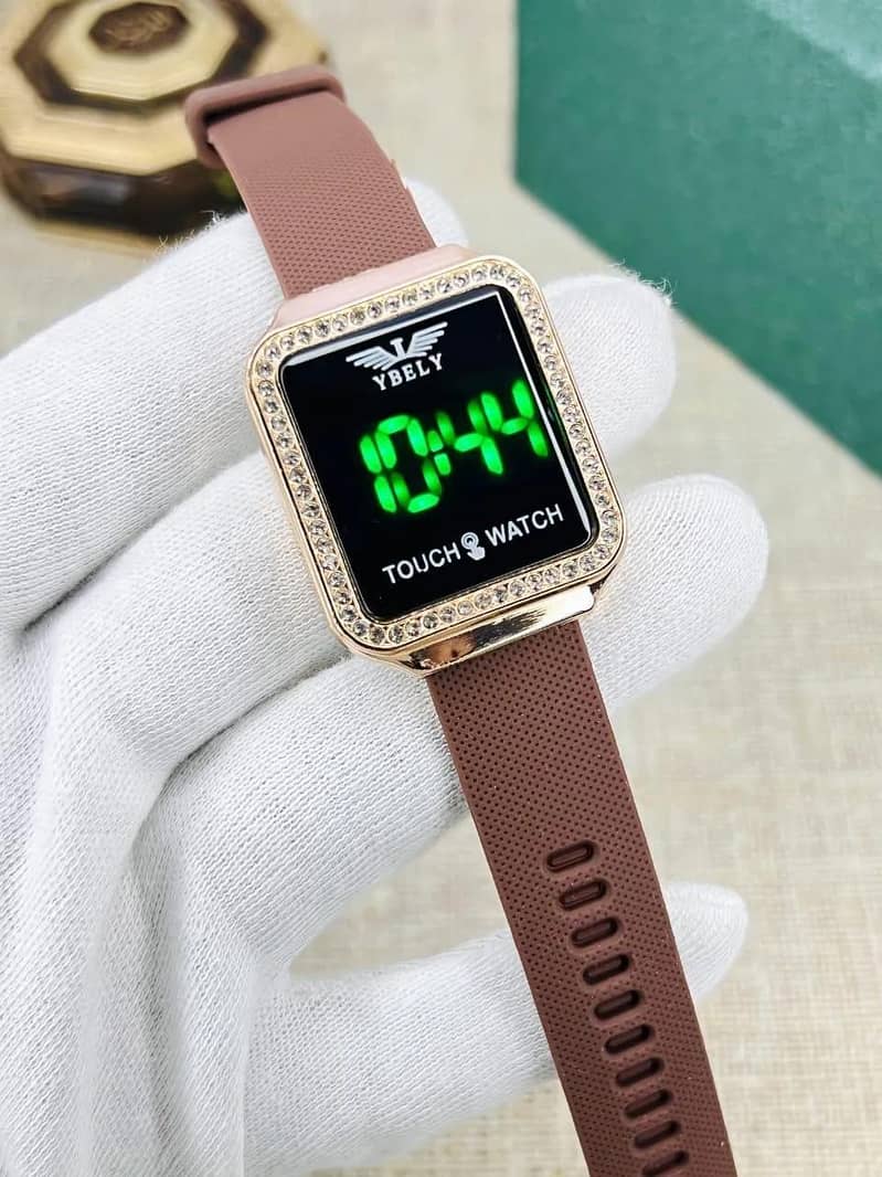 YBELY Touch Watch White - Girls LED Digital Stone Dial - Fashion Watch ...