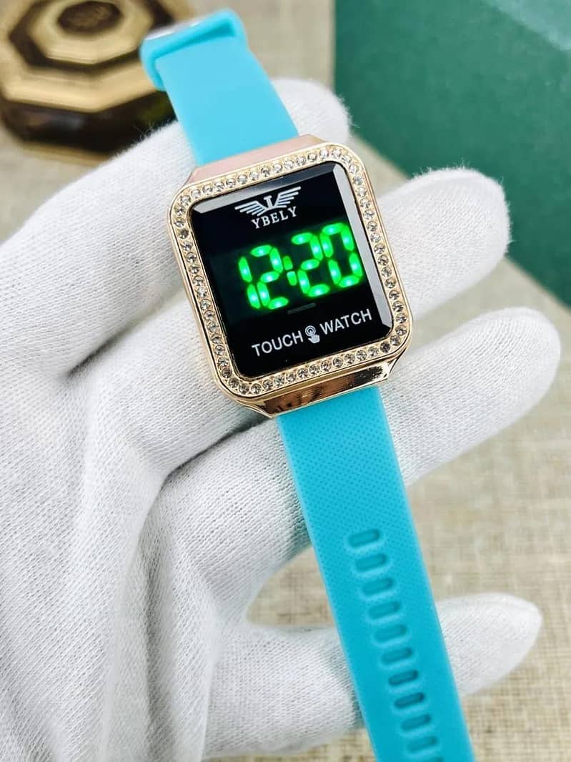 YBELY Touch Watch White - Girls LED Digital Stone Dial - Fashion Watch ...