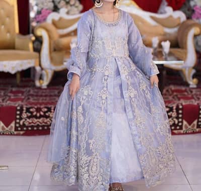 Beautiful Lavender Blue Embroidered Maxi Dress for Sale