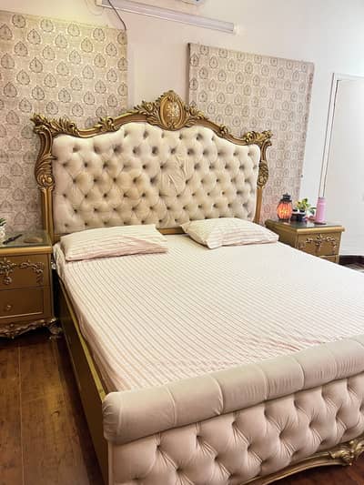 King Size Bed Set with 2 Side Tables - WITHOUT MATTRESS