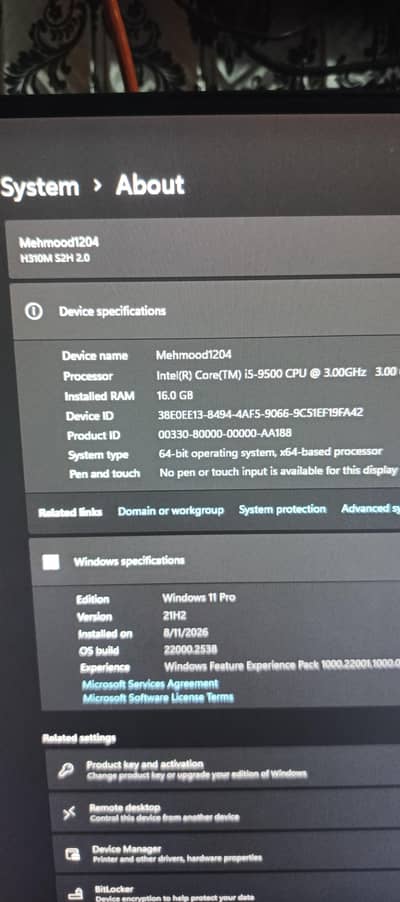 Gigbyte h310m s2h 2.0 with core i5 9500