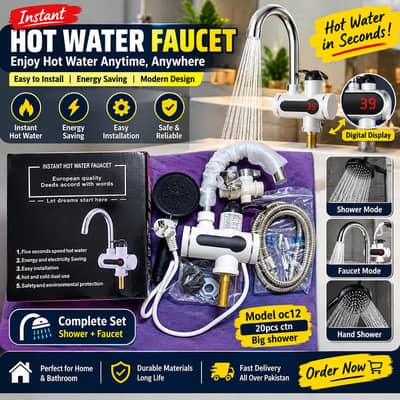 instant Electric hot water Tap heater geyser faucet with Shower
