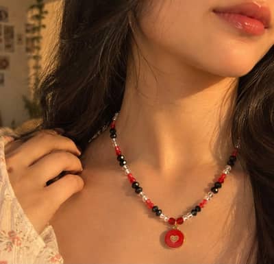 Beads with charm necklace