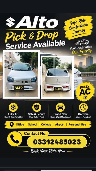 pick and drop service available ac car for gulistan e johar kaeachi