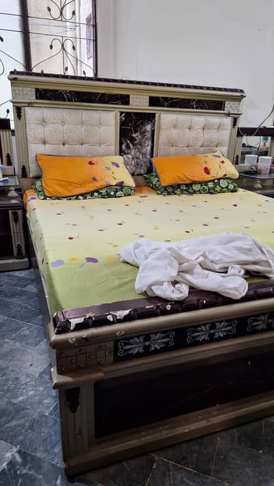 Classic King Size Poshish Double Bed with Side Tables – Urgent Sale