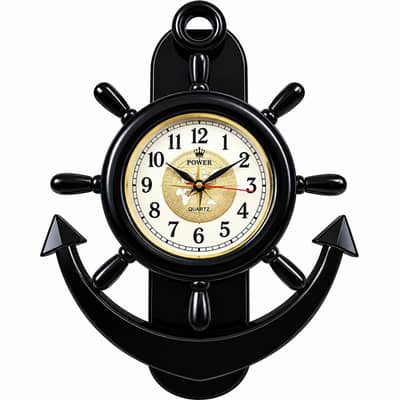 Luxury Black & Gold Anchor Wall Clock for Home Decoration