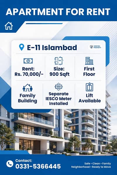 2-Bed unfurnished Apartment For Rent E-11 Islamabad