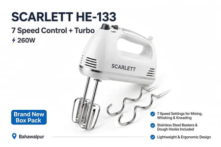 SCARLETT Super Hand Mixer HE-133 | 7 Speed | Brand New Box Pack