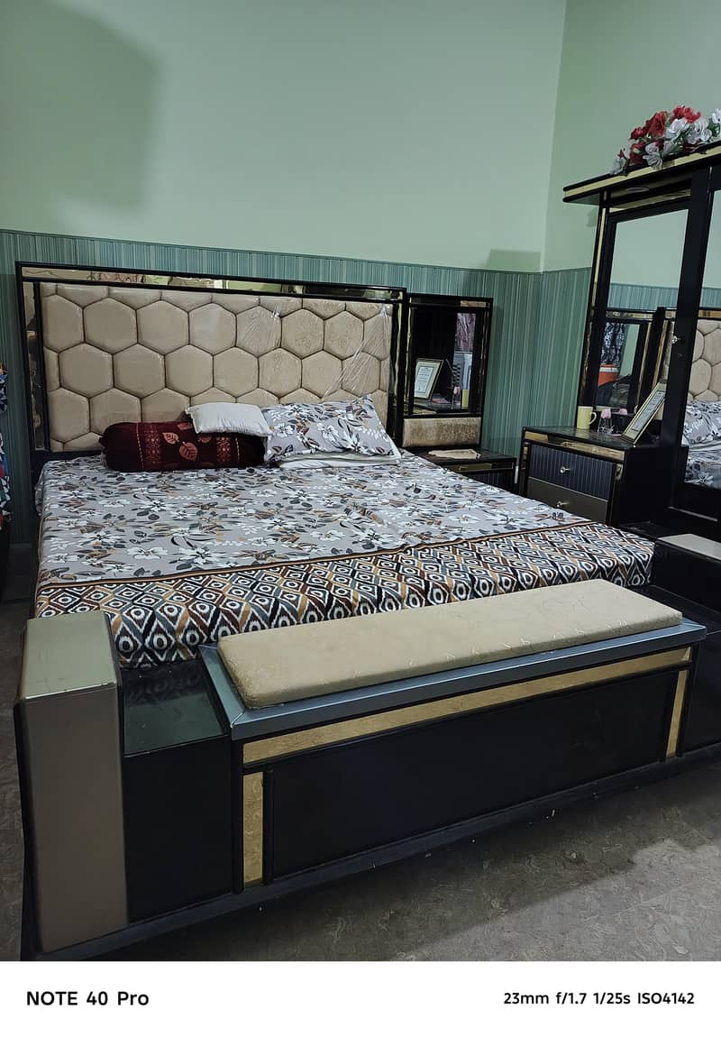 Bed, Dressing Table, Almaari, side tables 1