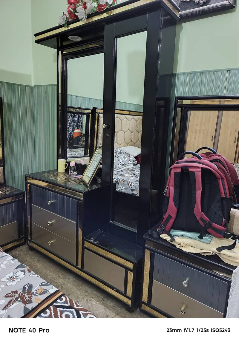 Bed, Dressing Table, Almaari, side tables 2