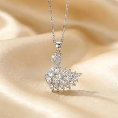 Silver Plated Korean Swan Zircon Necklace