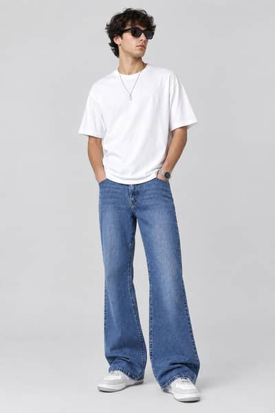 blue flared bootcurt jeans for men