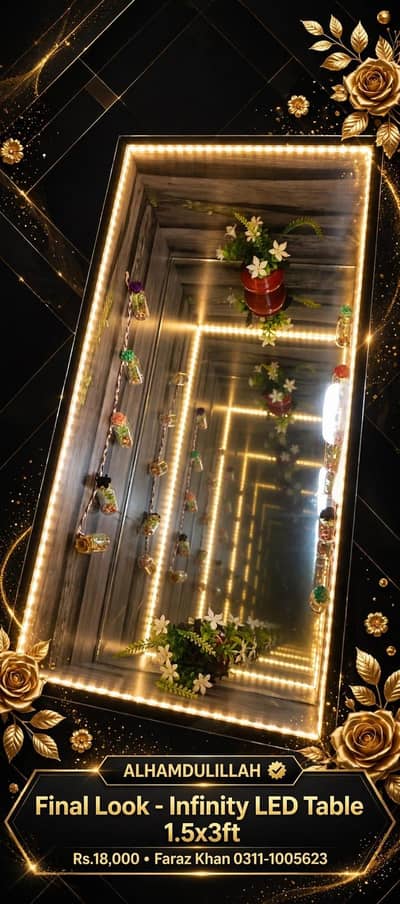 3D Infinity LED Mirror Table