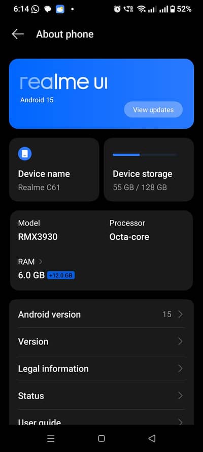 Realme C61 | 6/128GB | 5000mAh | 10/10 Clean