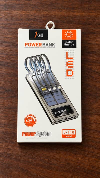 100 % original J-Cell J-118 Solar Power Bank 10,000mAh