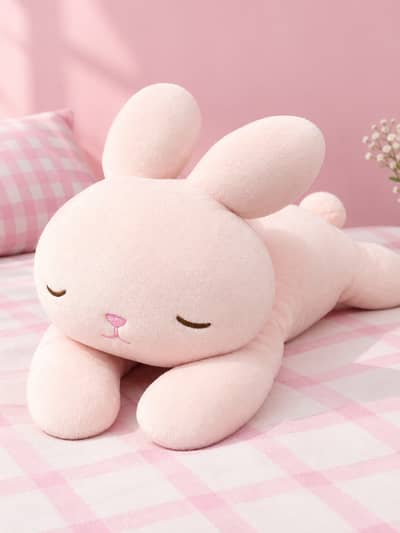 Pink fluffy bunny miniso