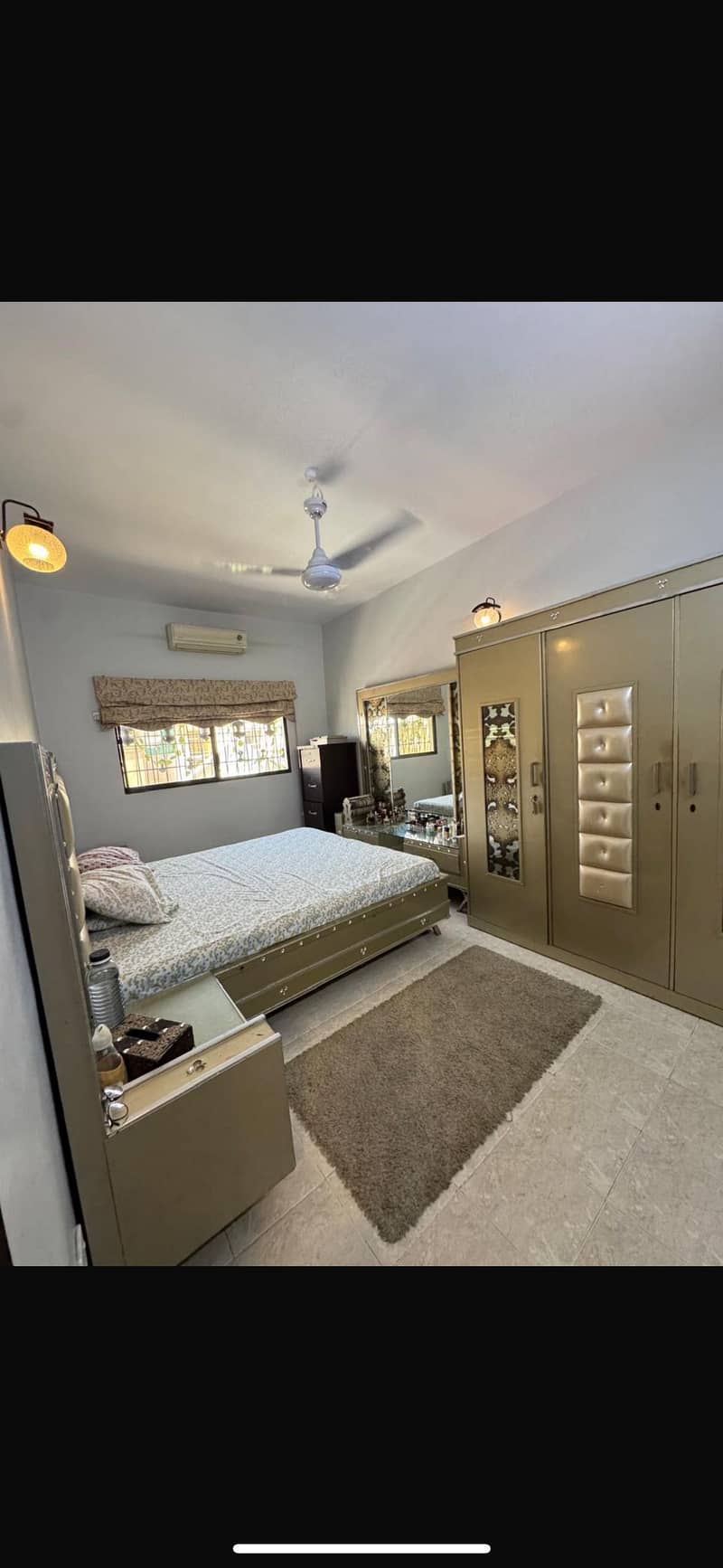 Bed with side table, dressing table and cupboardd 0