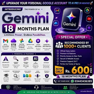 Góógle AÍ Pro & Drive Storage, (Persónal Mail 18 Months)