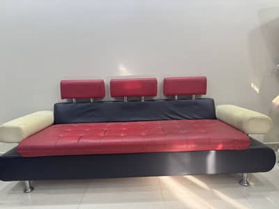 Red and black with white touch 5 seater sofa set with table