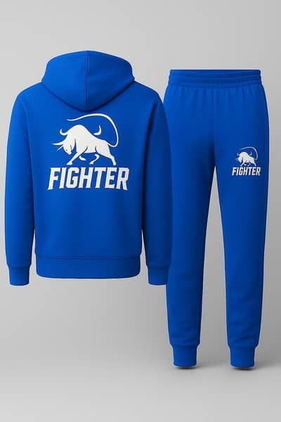 FIGHTER Blue Hoodie & Trouser Tracksuit – Premium Quality