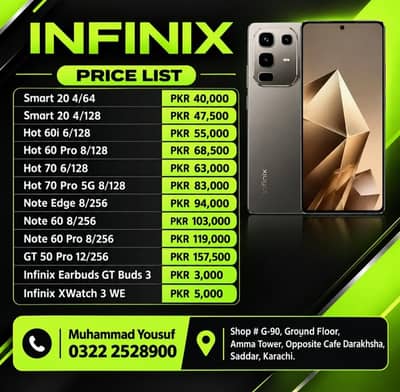 Infinix Smart 20, Hot 70 Pro, Note 60 Pro, Note Edge, GT 50 Pro