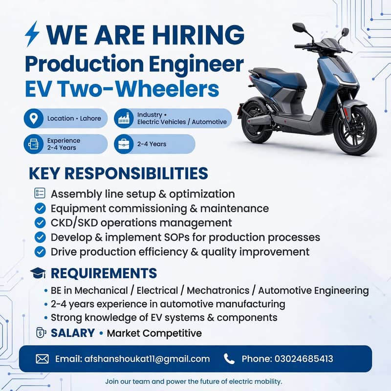 Production Engineer – EV Two-Wheelers 0