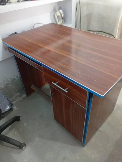 Computer Table / Office Desk with Drawer & Cabinet – Wooden Finish