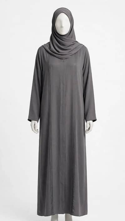 Elegant Grey Front Open Abaya – Size 53