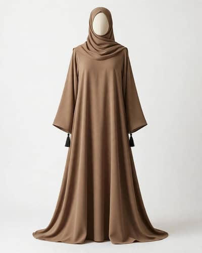 Elegant Brown Umbrella Abaya with Matching Stoler