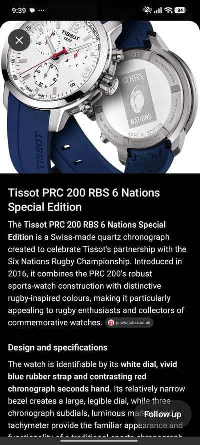 Tissot prc 200 special edition  Model: PRC 200 Chronograph – RBS 6