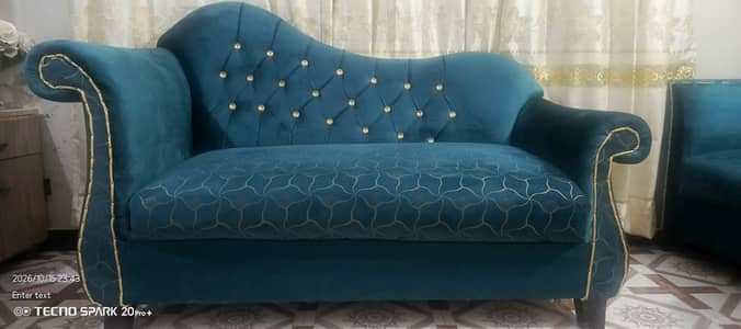Fancy Fabric with wooden Sofa 7 seater set
