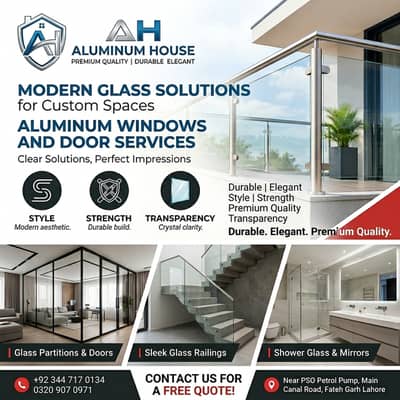 Aluminium Windows & Doors , Shower Glass & Bathroom Glass Work