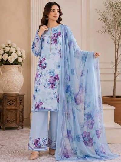 Digital Printed 3 Piece Swiss Lawn Suit