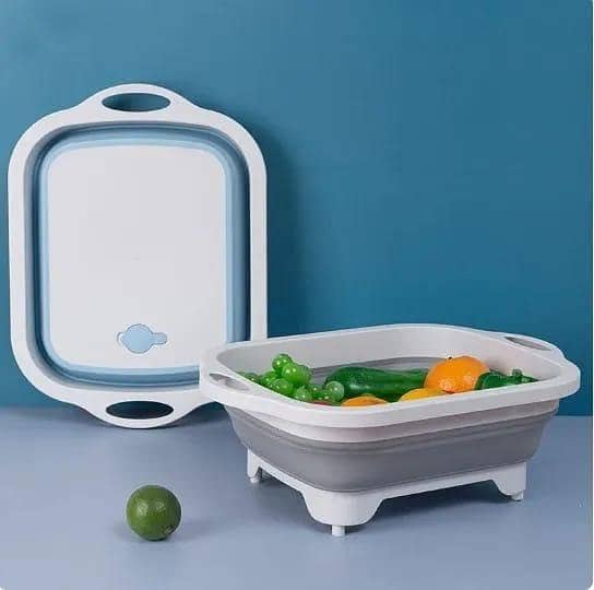 T  3-in-1 Folding Chopping Board with Collapsible Basket & Drainer - Wash & Prep Effortlessly! (Food-Grade Plastic) - Perfect for Fruits, Veggies