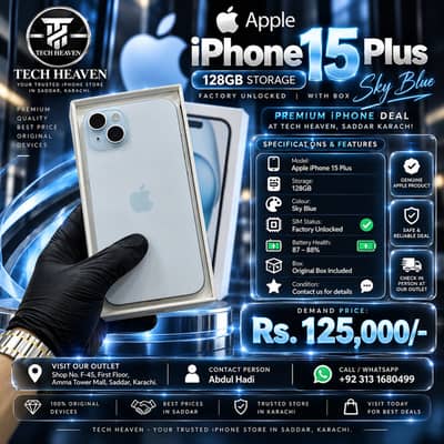 iPhone 15 Plus 128 GB Factory Unlocked With Box Apple iPhone 15 Plus
