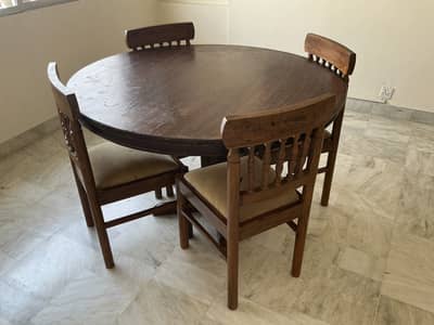 Sheesham Wood Round Dining Table 4 Seater