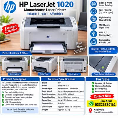 HP LaserJet 1020 Printer For Sale